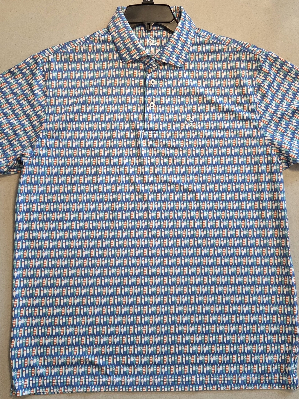 Rhoback Blue Surfboard-Print Polo